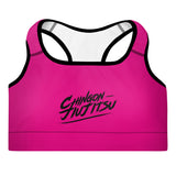 Chingon Classic Black Script Sujetador deportivo acolchado para mujer - Rosa