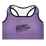 Chingon Classic Black Script Ladies Padded Sports Bra- Purple