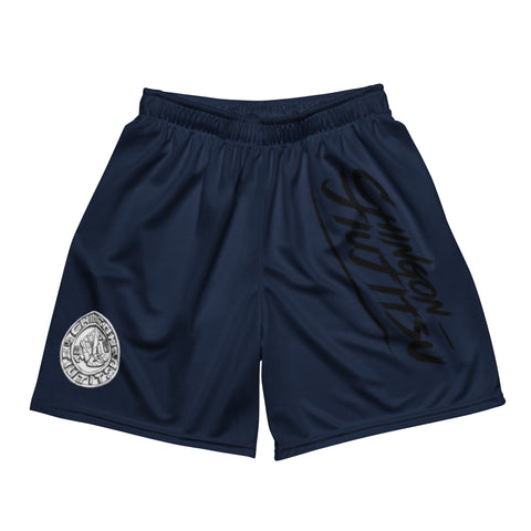 Pantalones cortos de malla Chingon Classic Black Script para hombre - Azul marino