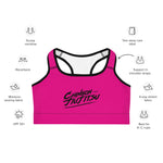 Chingon Classic Black Script Sports bra- Pink