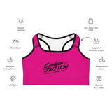 Chingon Classic Black Script Sports bra- Pink