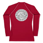 Chingon Classic White Script Ladies Rash Guard- Red