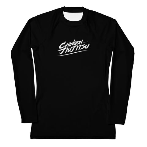 Chingon Classic White Script Ladies Rash Guard