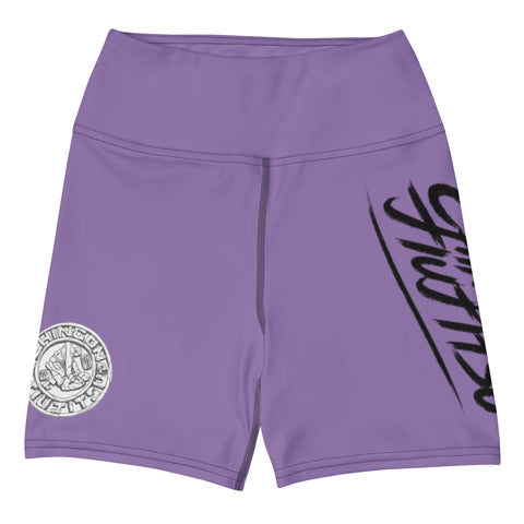 Chingon Classic Black Script Lasies Shorts- Purple